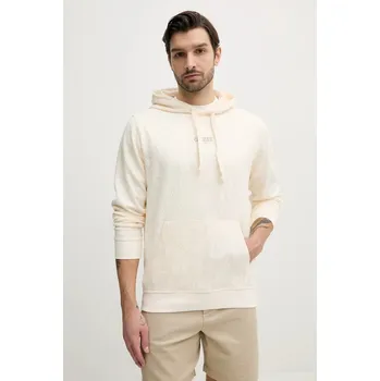 Pánská mikina Mikina Guess pánská, béžová barva, s kapucí, s aplikací, M5GQ15 KCS71 M5GQ15.KCS71 01X, vel. XL