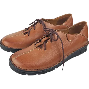 Dámské polobotky S1787 - 060 Dámské kožené hnědé polobotky – šněrovací, doprodej 39