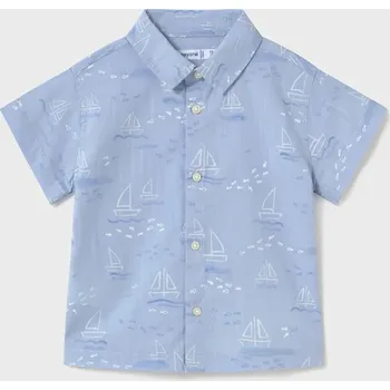 Chlapecká košile Dětská bavlněná košile Mayoral modrá barva, 1112 1112.3E.Baby.PPYA 55X, vel. 86