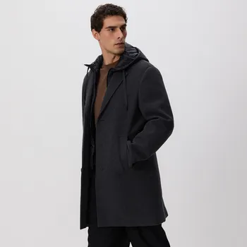 Dámský kabát Reserved - Kabát ze směsi vlny - tmavě šedá - 7154H-90M - 7154H-90M-XXL