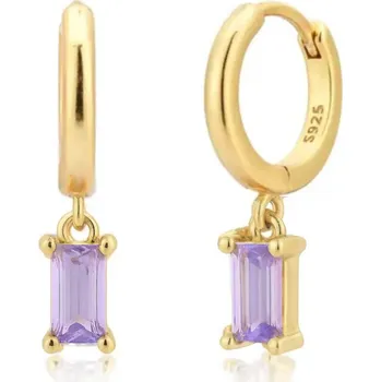 Náušnice Atreya Atreya Stříbrná pozlacená kruhová náušnice Crystal glow - Lavender Množství: 1 samostatný kus