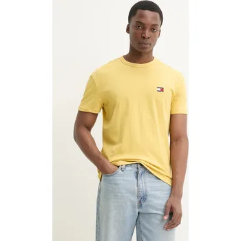 Pánské tričko Bavlněné tričko Tommy Jeans žlutá barva, DM0DM20322 10X, vel. M