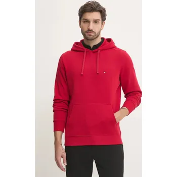 Pánská mikina Bavlněná mikina Tommy Hilfiger pánská, červená barva, s kapucí, melanžová, MW0MW37235 33X, vel. S