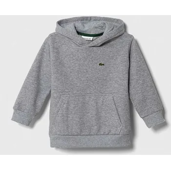 Chlapecká mikina Dětská mikina Lacoste šedá barva, s kapucí, hladká SJ5292 09X, vel. 116