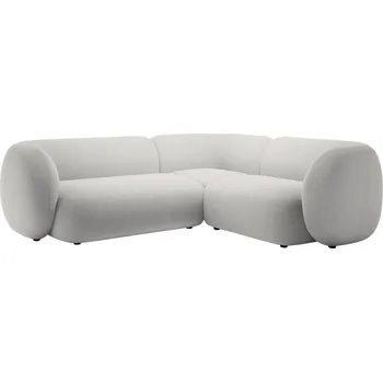 Pohovka Micadoni Světle šedá sametová rohová pohovka Kate 252 cm, pravá