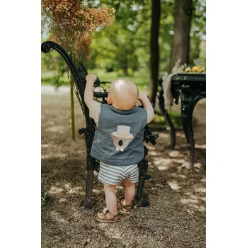 Dívčí vesta Dětská lněná vesta Donsje Larsel Linen Gilet Groom 4096401.74.92 modrá 95X, vel. 86