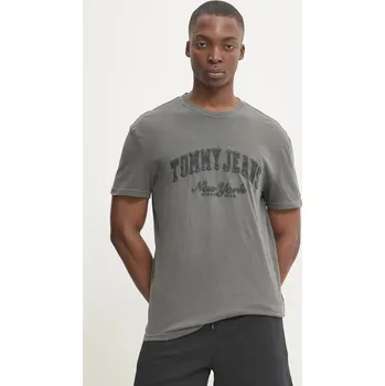 Pánské oblečení Bavlněné tričko Tommy Jeans DM0DM20356 šedá 90X, vel. S