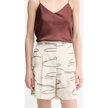 Dámské kraťasy Bavlněné šortky MM dámské, béžová barva, vzorované, high waist, 2516141018600 01X, vel. 38