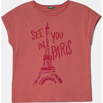 Dětské bavlněné tričko United Colors of Benetton 3I1XC10NZ.G.Seasonal růžová 38X, vel. 122