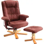 Masážní křeslo s podnožkou NITIDA — semišová látka, hnědá IDEA nábytek