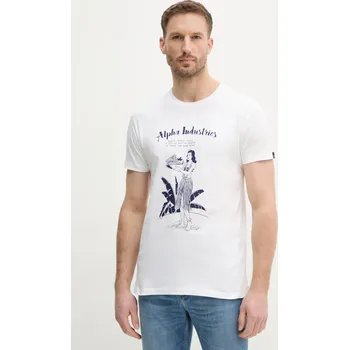 Bavlněné tričko Alpha Industries Alpha Hawaii T 156525 bílá 00X, vel. S