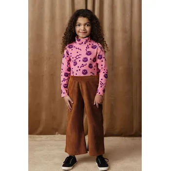 Dětské bavlněné tričko s dlouhým rukávem Mini Rodini Squiggly cats 2512012028 růžová 42X, vel. 104-110