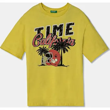 Chlapecké tričko Dětské bavlněné tričko United Colors of Benetton 3I1XC10O4.G.Seasonal žlutá 11X, vel. 130