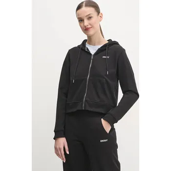 Dámská mikina Mikina Dkny dámská, černá barva, s kapucí, hladká, DP5J9508 99X, vel. L