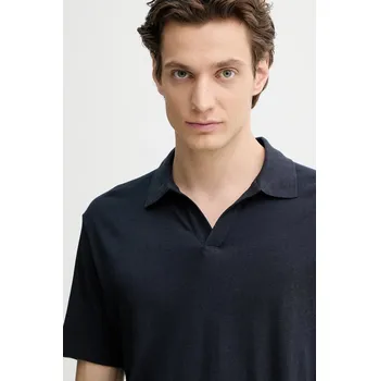 Pánské tričko Polo tričko s lněnou směsí Marc O'Polo tmavomodrá barva, M23209153026 59X, vel. XXL