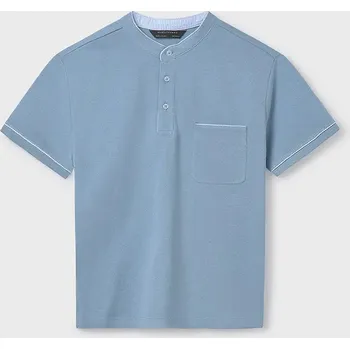 Chlapecké tričko Dětská bavlněná polokošile Mayoral tyrkysová barva, 6131 6131.7C.Junior.PPYA 65X, vel. 128