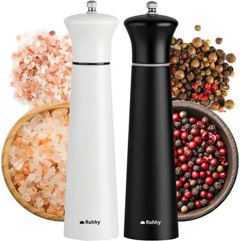 Mlýnek na koření Ruční mlýnek na sůl a pepř – sada 2 ks, černá/bílá