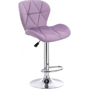 Barová židle LuxuryForm DESIGN Barová židle LIVIO VELUR na stříbrném talíři - levandule