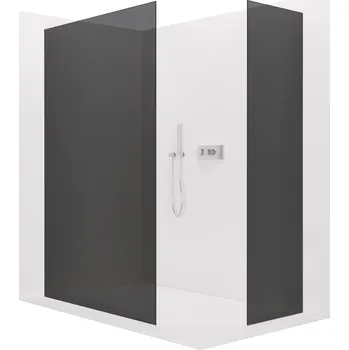 Cerano Sprchová zástěna Walk-in Crystal T L/P, 10 mm, bezvzpěrový systém, chrom, grafitové sklo, 140x100 cm, CER-8050BD80420