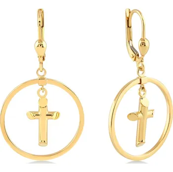 Náušnice Lillian Vassago Zlaté visací náušnice s křížkem a kruhem LLV06-GER387