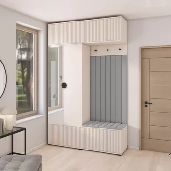 Předsíňová stěna Předsíňová stěna Rayo 2 se zrcadlem Barva čalounění: Šedá - Trinity 14