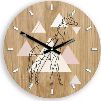 Hodiny Dřevěné nástěnné hodiny Žirafa 33 cm dub přírodní