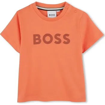 Chlapecké tričko Bavlněné dětské tričko BOSS oranžová barva, s potiskem, J52105 J52105.86.94 20X, vel. 94