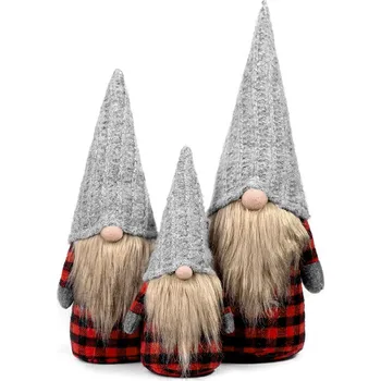 Vánoční dekorace Sada 3 ks vánočních skřítků ELF 055 šedá/červená/černá
