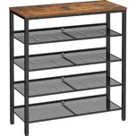 Botník TAYLOR hnědý s černou konstrukcí, 4 police