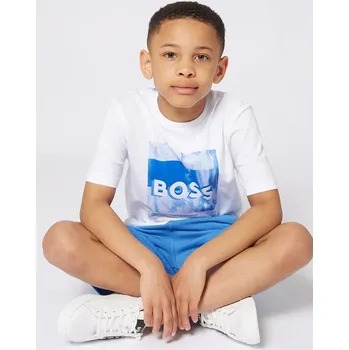Chlapecké tričko Dětské bavlněné tričko BOSS bílá barva, s potiskem, J52044 J52044.162.174 00X, vel. 174