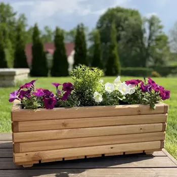 Květináč Dřevěný zahradní květináč AKSAMIT, pinie, 800x400x300 (Krásné zpracování)