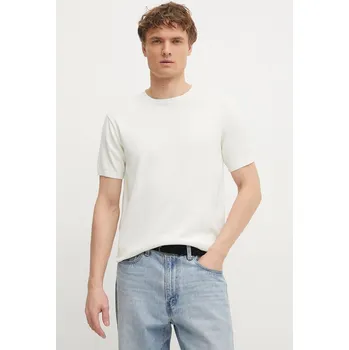 Pánský svetr Bavlněný svetr Calvin Klein pánský, béžová barva, lehký, K10K114485 01X, vel. XL