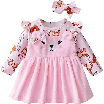 Dámské šaty Baby Nellys Semišové šaty vel. 92 - Medvídek