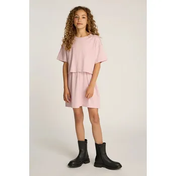 Dámské šaty Dětské bavlněné šaty Calvin Klein Jeans růžová barva, mini, IG0IG02770 IG0IG02770.104.116.PPYA 03X, vel. 116