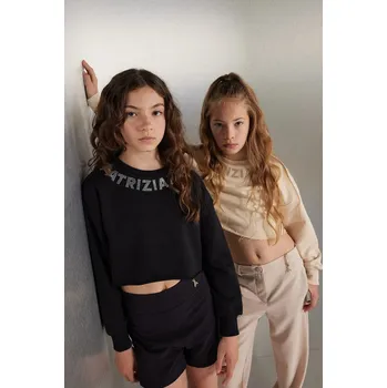 Chlapecká mikina Dětská bavlněná mikina Patrizia Pepe W397 7M0925 béžová 01X, vel. 152