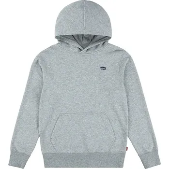 Chlapecká mikina Dětská mikina Levi's MINI BATWING PULL OVER HOO šedá barva, s kapucí, hladká, 8EK422 09X, vel. 110