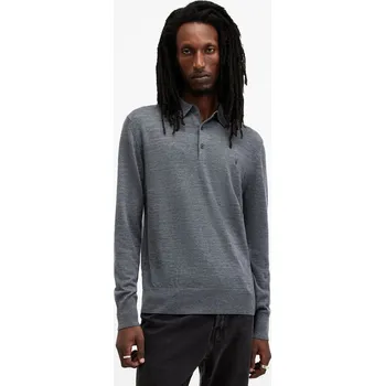 Pánský svetr Vlněný svetr AllSaints MODE MERINO pánský, tmavomodrá barva, lehký, M085KB 09A, vel. XL