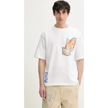 Bavlněné tričko Desigual KIKO bílá barva, s potiskem, 25SMTK23 00X, vel. S