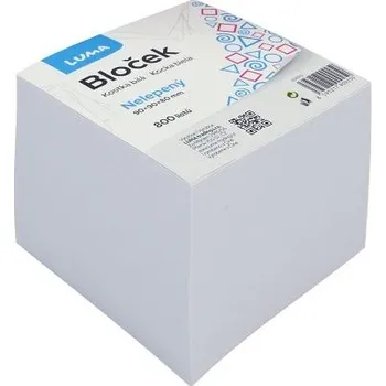 Samolepící bloček Bloček KOSTKA bílá 85x85x80mm nelepená LUMA