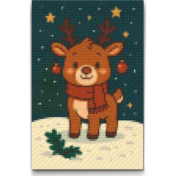 Diamantové malování Diamantové malování - Vánoční sobík Velikost: 40x60cm, Rámování: Pouze srolované plátno, Diamanty: Čtvercové