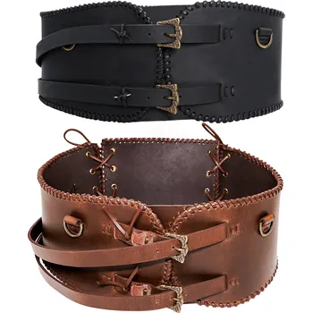 Karnevalový kostým Lord of Battles Široký kožený ledvinový pás "Válečník" se dvěma přezkami - Outlet
