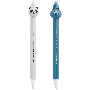 Gumovatelné pero - Panda, medvěd, 2 ks, blistr, mix barev