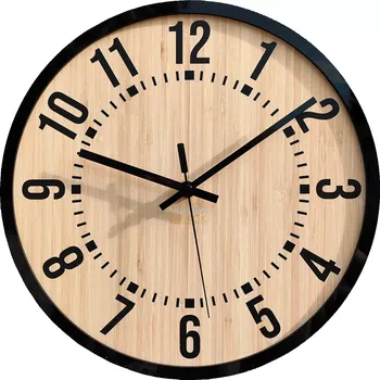 Hodiny Bambusové nástěnné hodiny Bruno 30 cm hnědé/černé