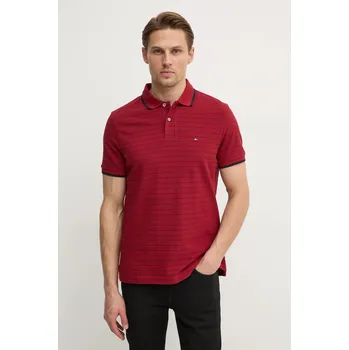 Bavlněné polo tričko Tommy Hilfiger vínová barva, MW0MW37527 29A, vel. S