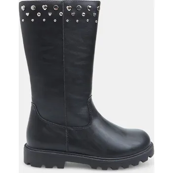 Dívčí obuv Baťa dívčí kozačka s ozdobami černé, vel. 34