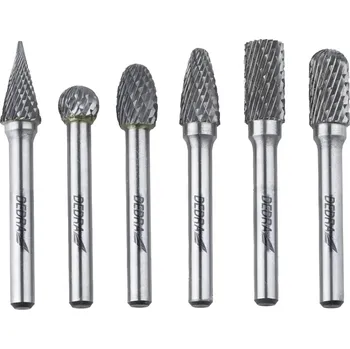 Příslušenství k vrtačce Stopkové frézy na kov 6 ks sada, stopka 6 mm, karbid wolframu DEDRA 07F502