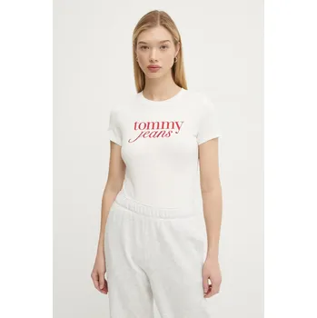 Pánské tričko Bavlněné tričko Tommy Jeans bílá barva, DW0DW19447 00X, vel. L