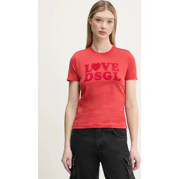 Tričko Desigual LOVE DSGL červená barva, 25SWTK10 33X, vel. L