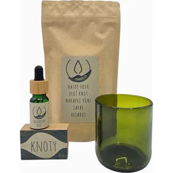 Výroba svíčky Sypaná svíčka - Dárkový set se skleničkou Zelená