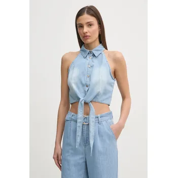 Dámská halenka Džínová blůza Gaudi dámská, modrá barva, hladká, 511BD46003 05J, vel. S